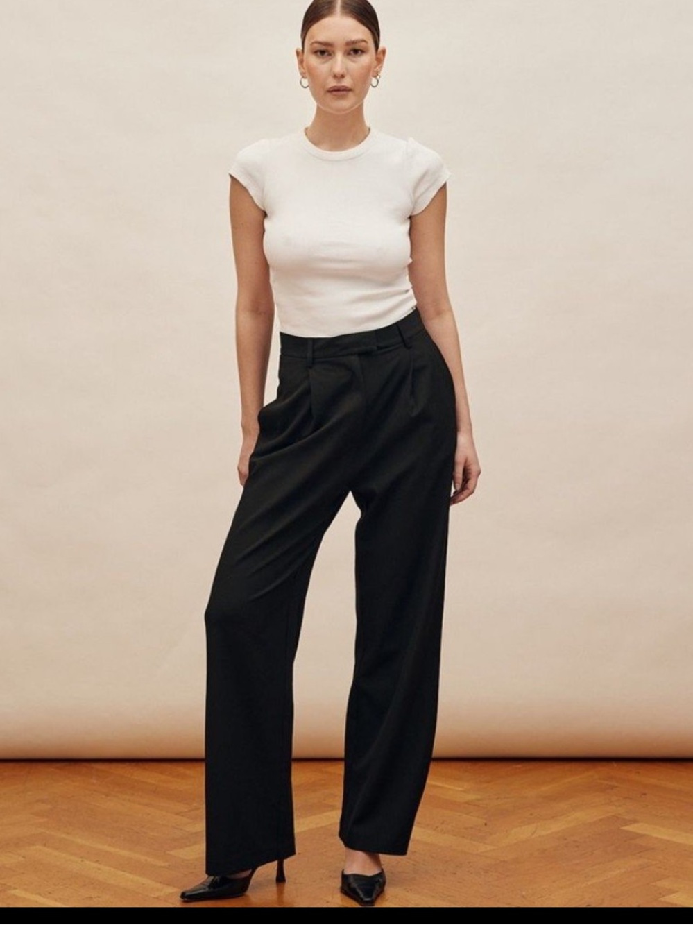 Djerf Avenue High-Waist Wide-Leg Black Trousers